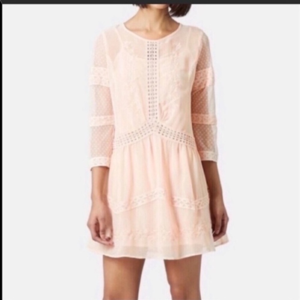 Topshop NWT Blush Pink Sheer Lace Dress Size 6